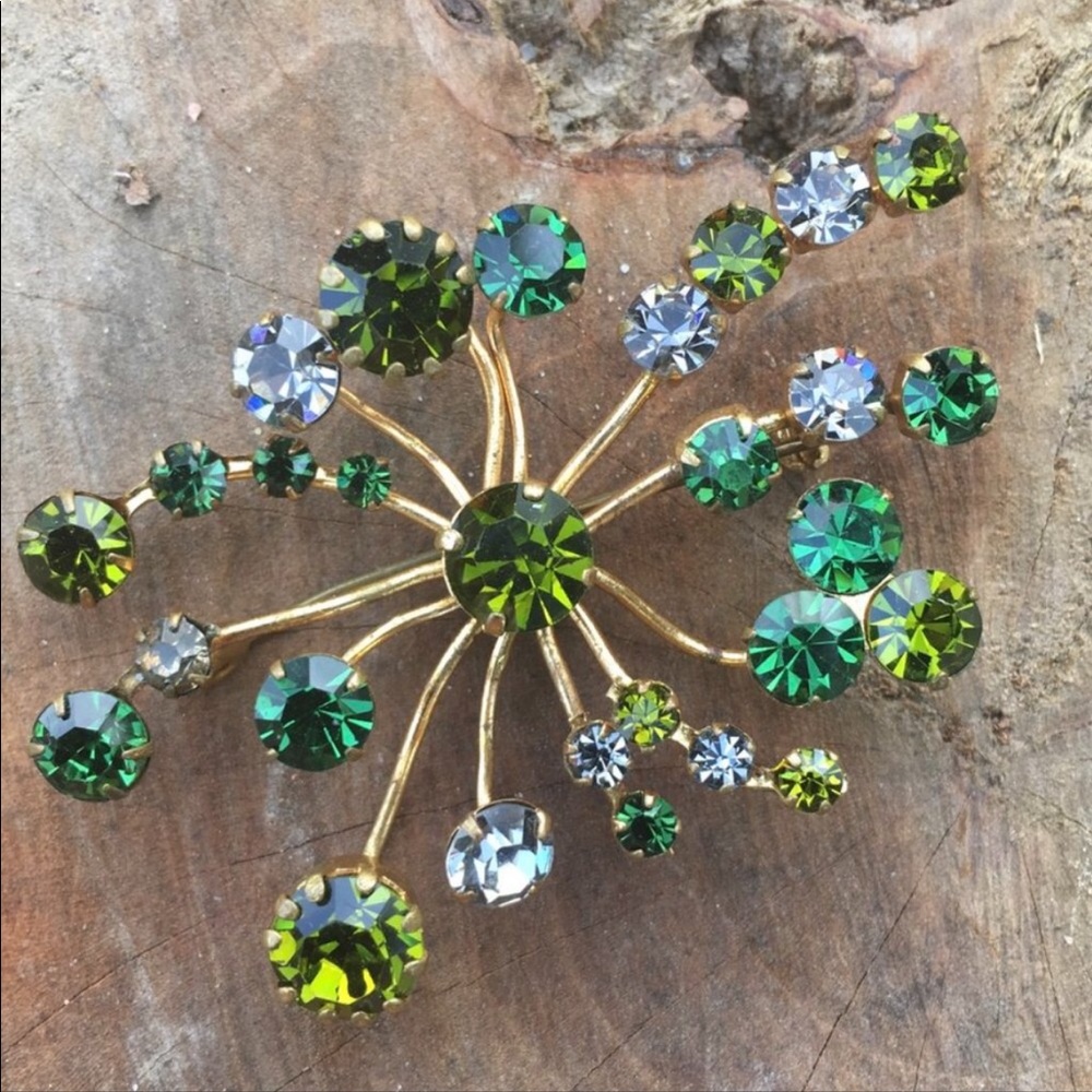 Austrian Crystal Starburst Pin Brooch VNTG